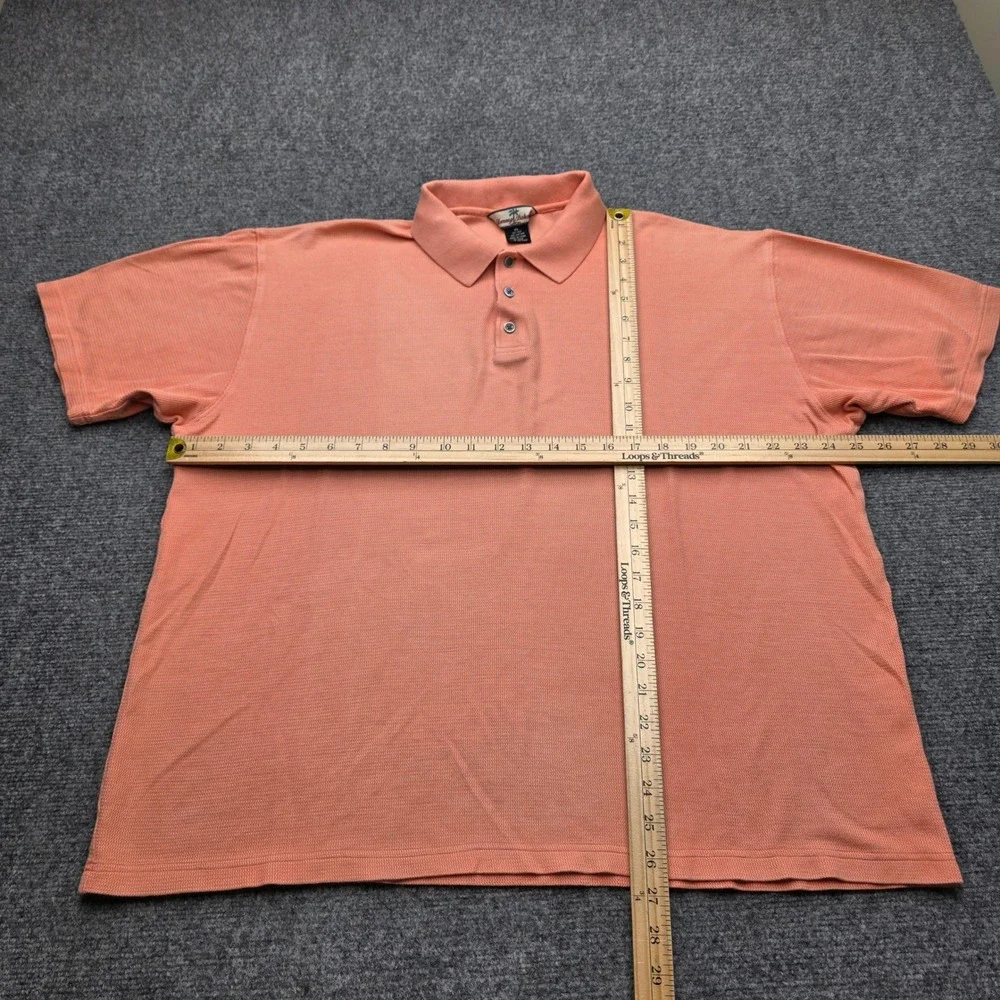 Tommy Bahama Shirt Men's XL Coral Short Sleeve Silk Blend Polo Textured Casual - Picture 4 of 5